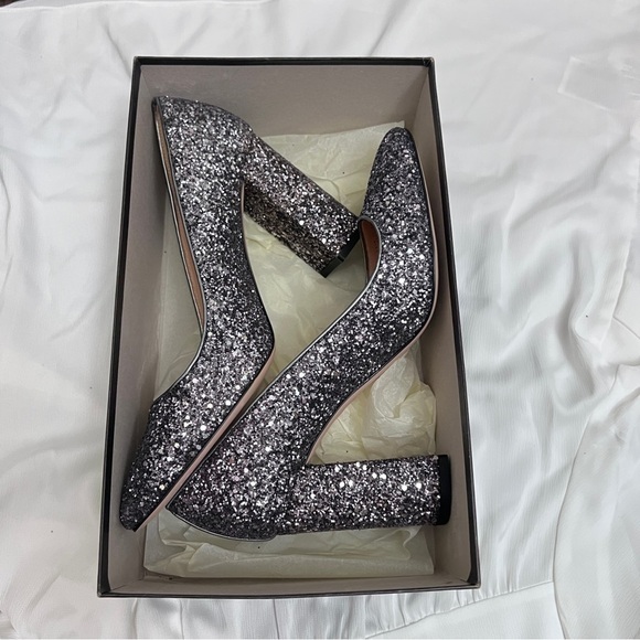 BRAND NEW J.crew silver platinum glitter high heel pumps in size 10 new in box - Picture 10 of 11